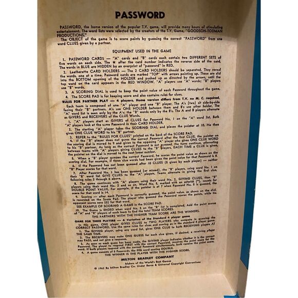 1962 Password Twelfth Edition The Famous Word Association Game 4260 Activity - Picture 5 of 9
